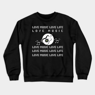 LOVE MUSIC LOVE LIFE - White color - Musical note - Guitar Crewneck Sweatshirt